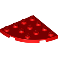 Lego destička kulatá 4x4 čtvrtina kruhu, červená (4143268, 4521568, 6106370)